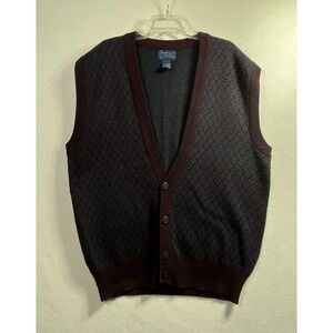 VTG Cambridge Classics Mervyns Men's L Wool Blend Sweater Vest Button Up